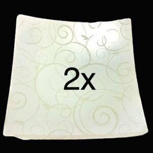 Set of 2 White Swirl Glass Flushmount Ceiling Lights – Square Fixtures